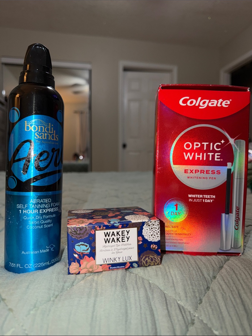 Glow Up Day Bundle! Bondi Sands, Winky Lux Eye Patches, Colgate White Pen RV:$59
